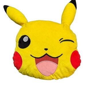 Pikachu 2023 Winking Cushion Plush Pillow 20” x 22” Pokémon Cartoon Animation